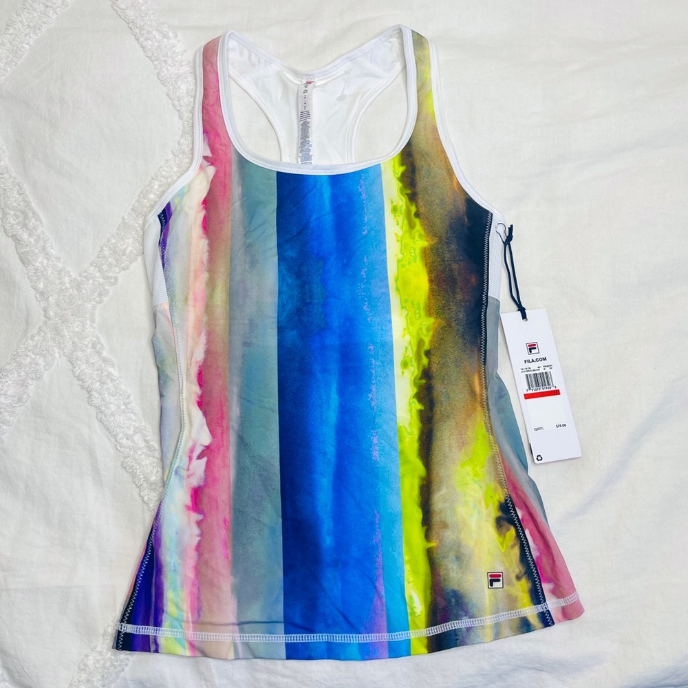 XS NWT Fila Padded Multi Colored Tank Top Y2K